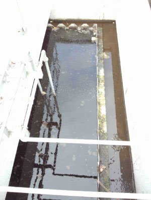 処理後の曝気槽 — バルキング消滅・正常運転（2014年3月）